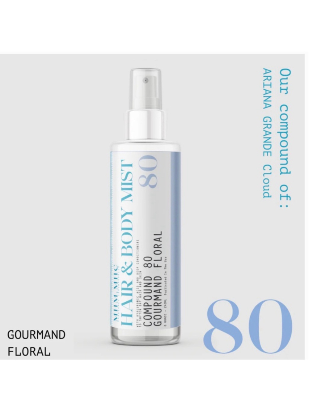 MIIM MIIC No 80 Gourmand Floral Hair Body Mist Spray Perfume 8 oz Grande Cloud